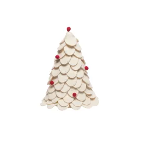 De Kulture Handmade Premium Wool Felt Tree (White) Eco Friendly Needle Felted Christmas Xmas Tree Decoration Stuffed Ornament for Home Office Party Holiday Décor, 5.5x5.5x11.5 (LWH) Inches